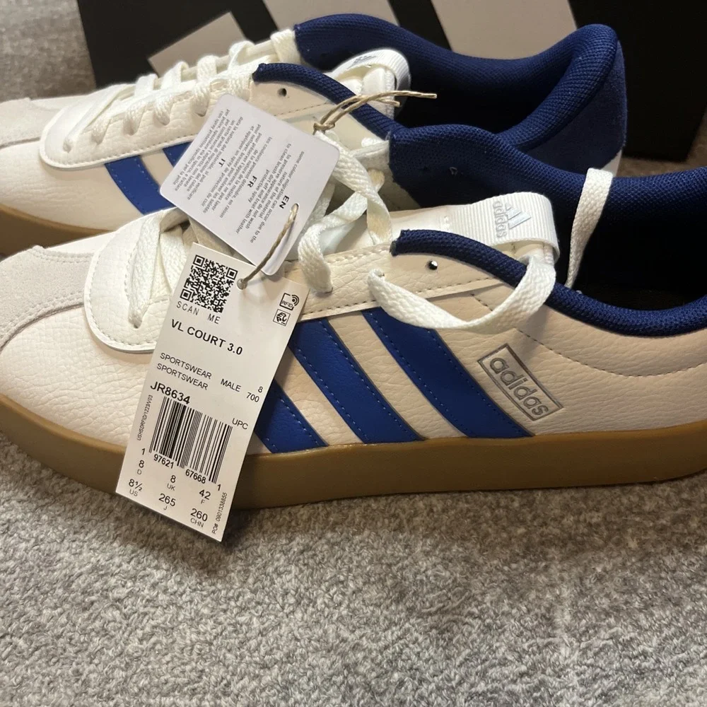 Adidas VL Court 3.0 Men's Sneakers Blue Stripes New with Box Size 8.5 US NIB